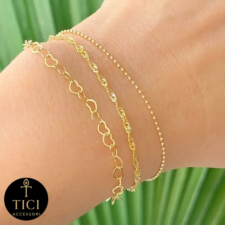 Mix de Pulseiras Douradas Delicadas