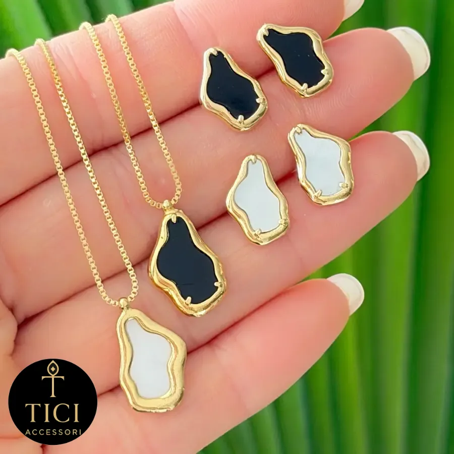 Conjunto Formas Orgânicas: Madrepérola e Preto