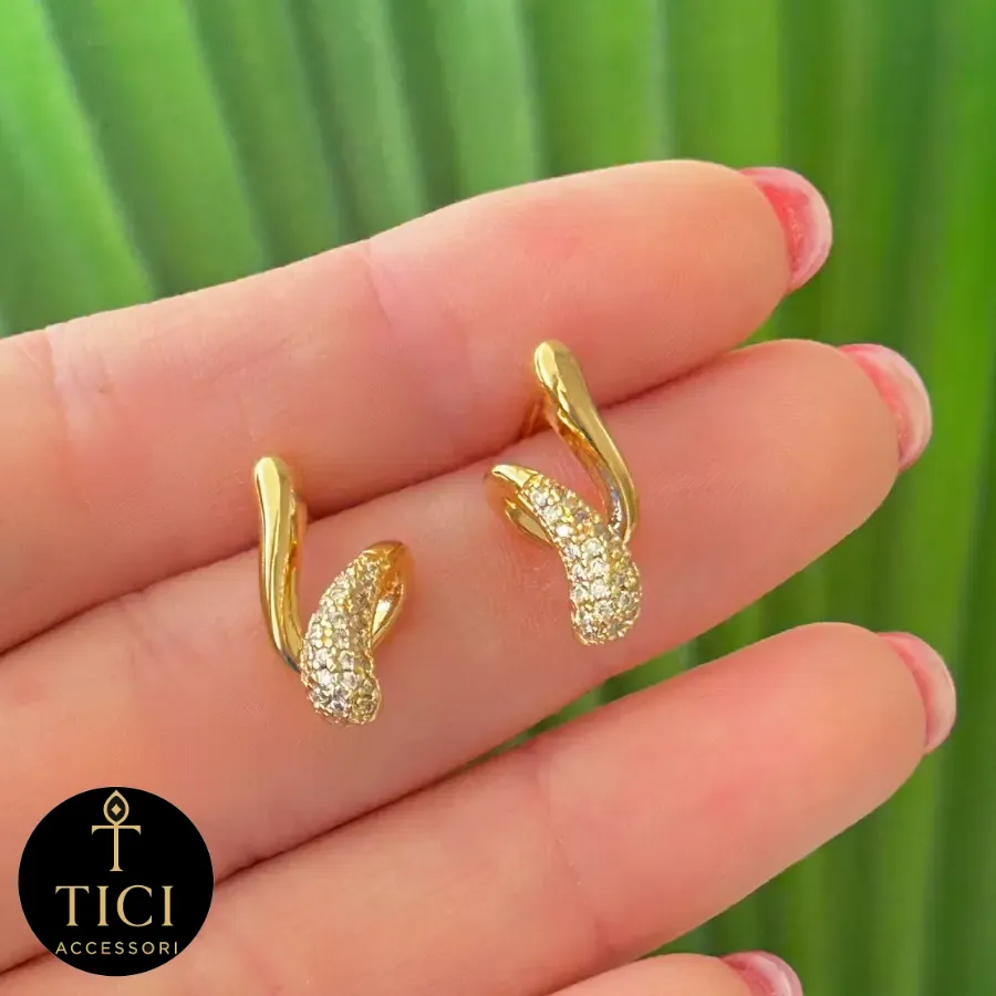 Brinco Fio Snake Cravejado