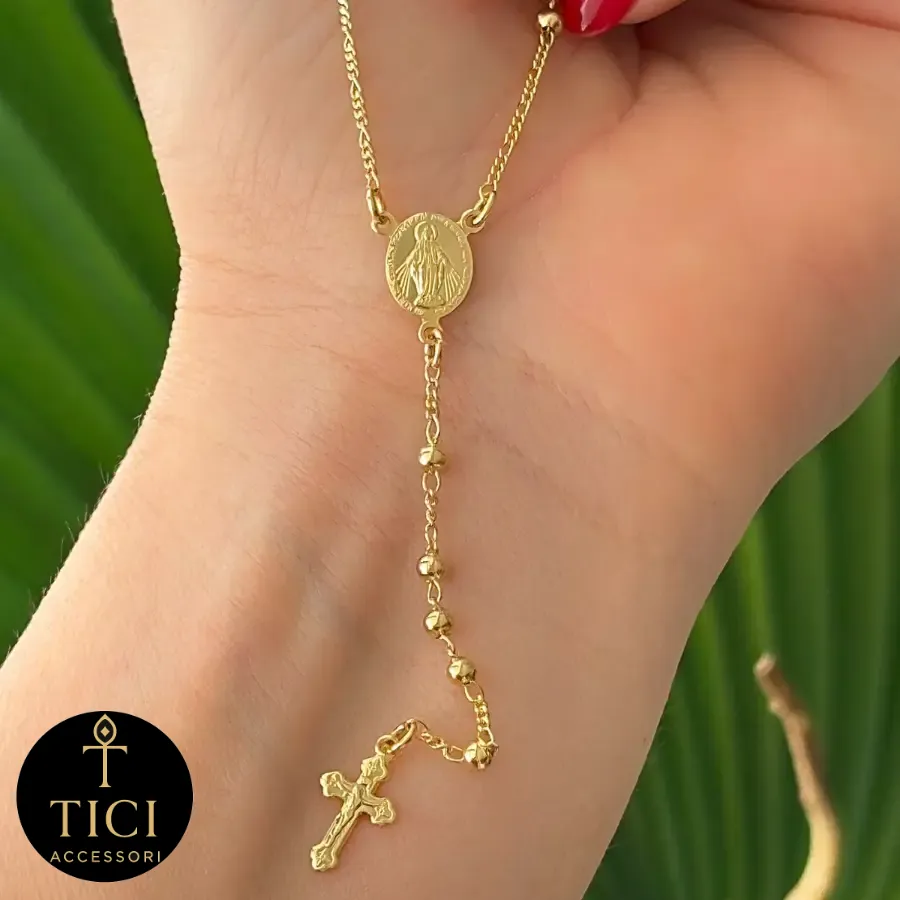 Colar Terço Nossa Senhora das Graças Dourado