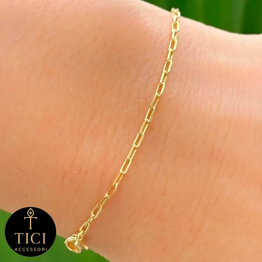 Pulseira Infantil Elo Fino Dourada