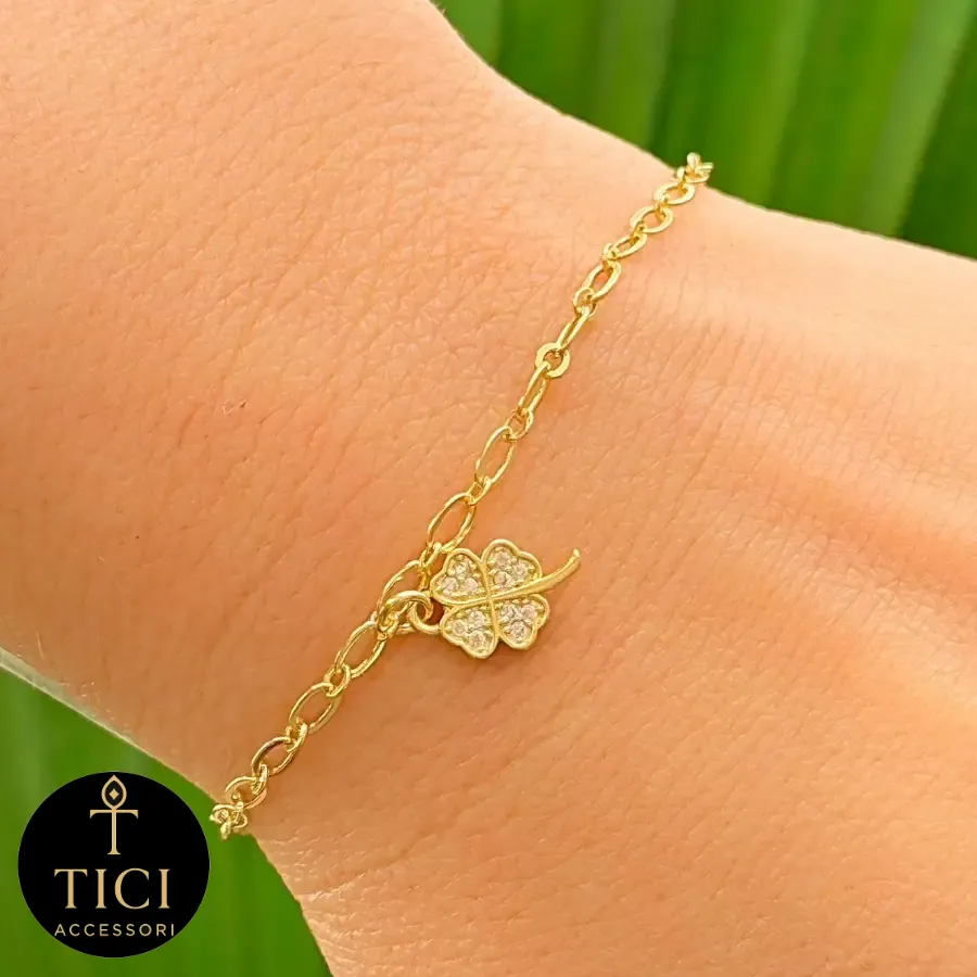 Pulseira Trevo da Sorte com Elos Ovais