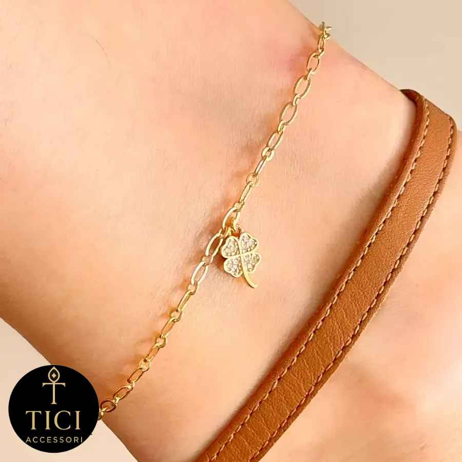 Tornozeleira Elos Ovais e Trevinho de Luz