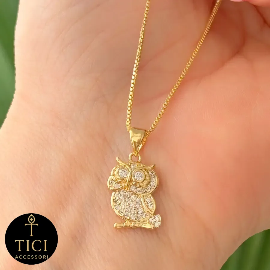 Colar Coruja da Sabedoria Brilhante