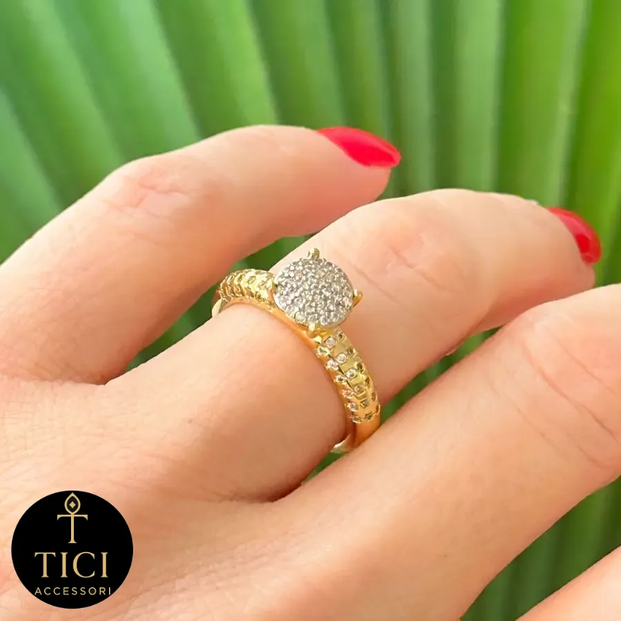 Anel Chuveirinho "Moeda" com Aro Trabalhado