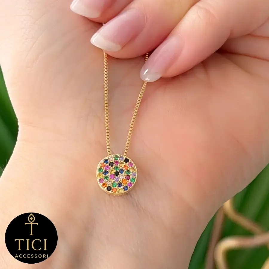 Colar Chuverinho de Zircônias Coloridas