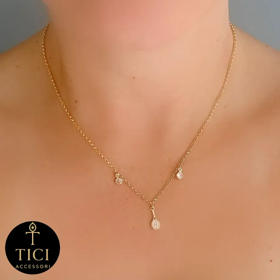 Colar Mini Raquete e Pontos de Luz