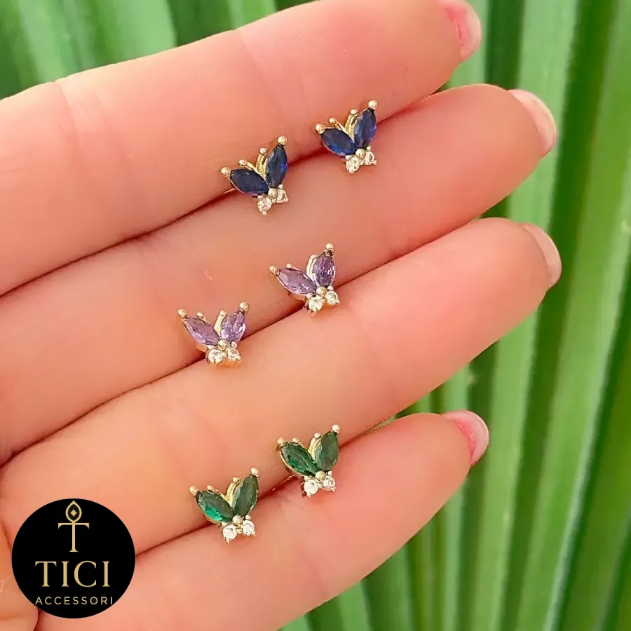 Brinco Borboleta de Navete Colorido