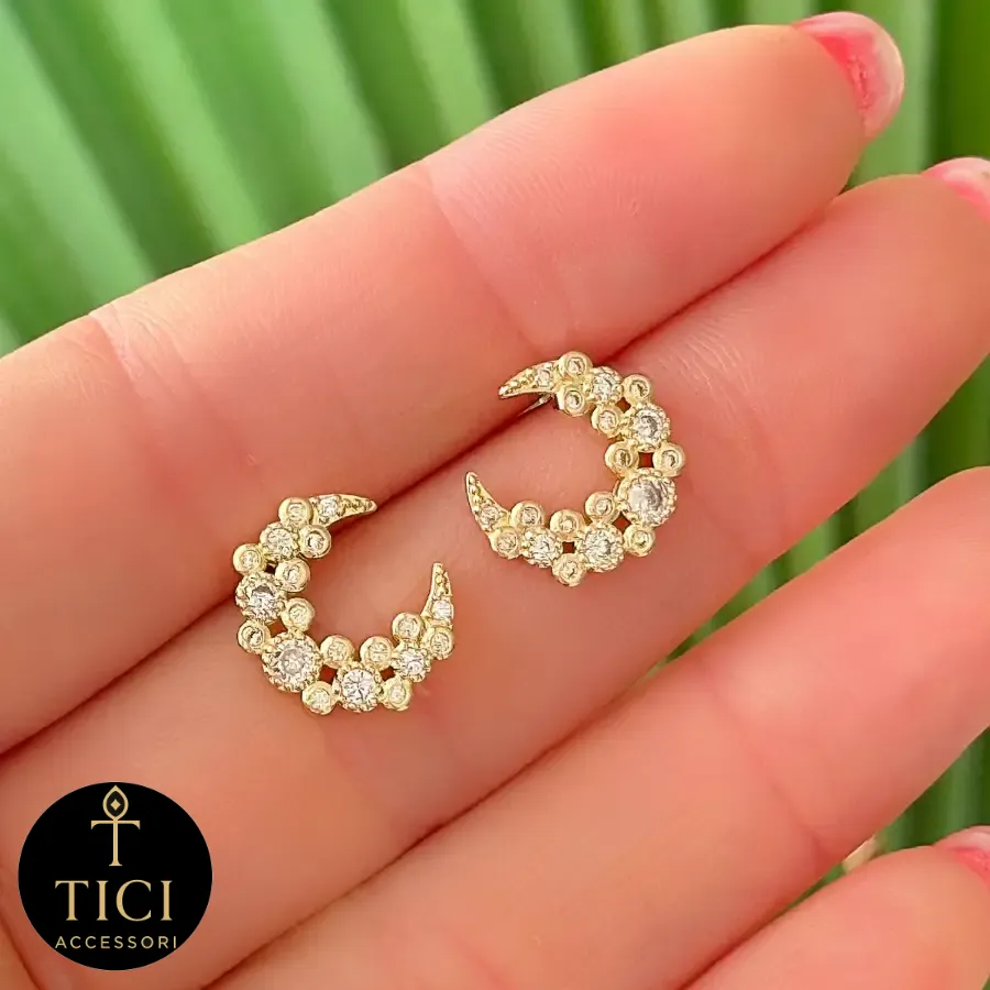 Brinco Meia Lua Cravejado