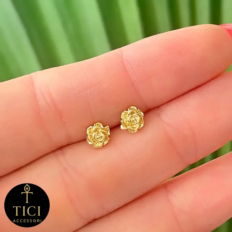Brinco Botão de Rosa Dourado