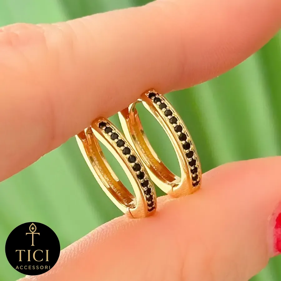 Argola Fina Zircônia Negra