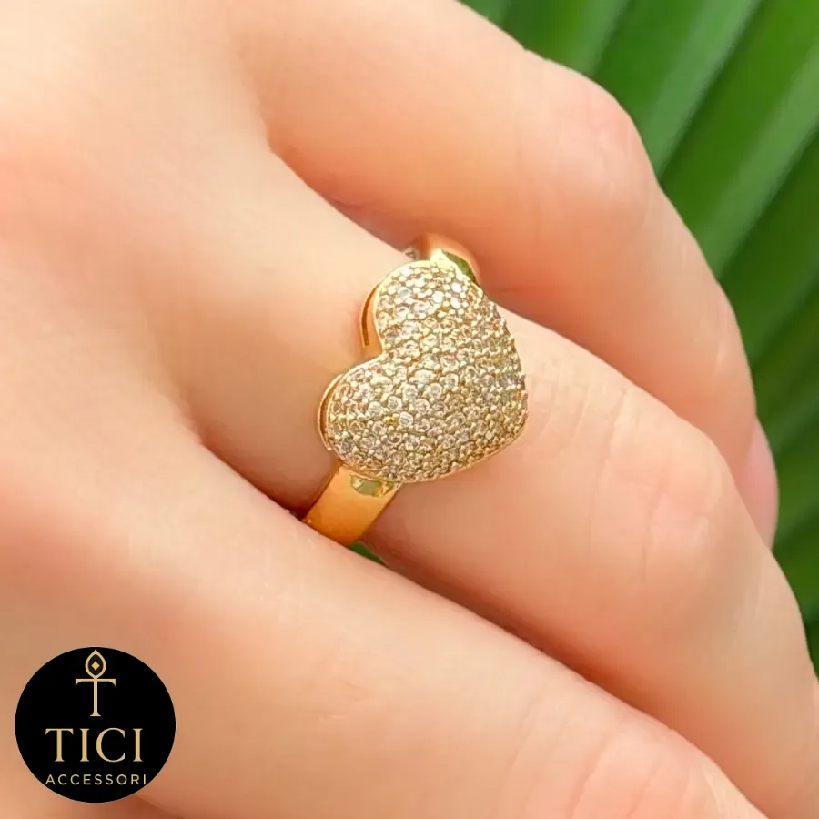 Anel Coração Radiante Cravejado