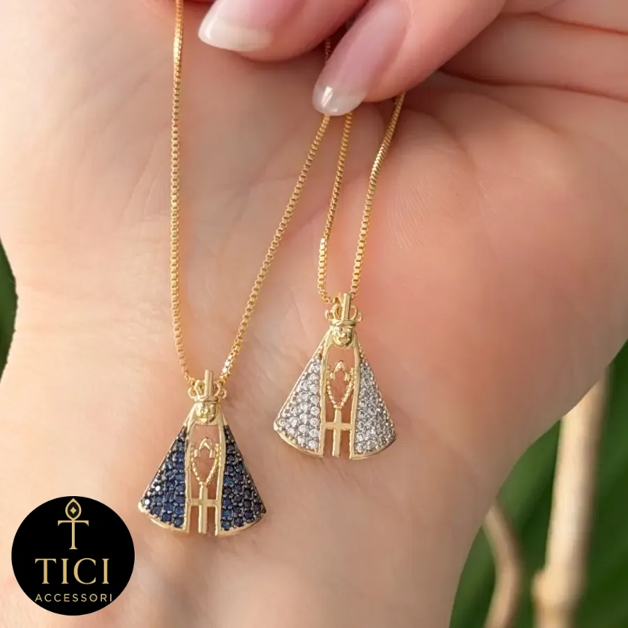 Colar Nossa Senhora Aparecida com Brilho