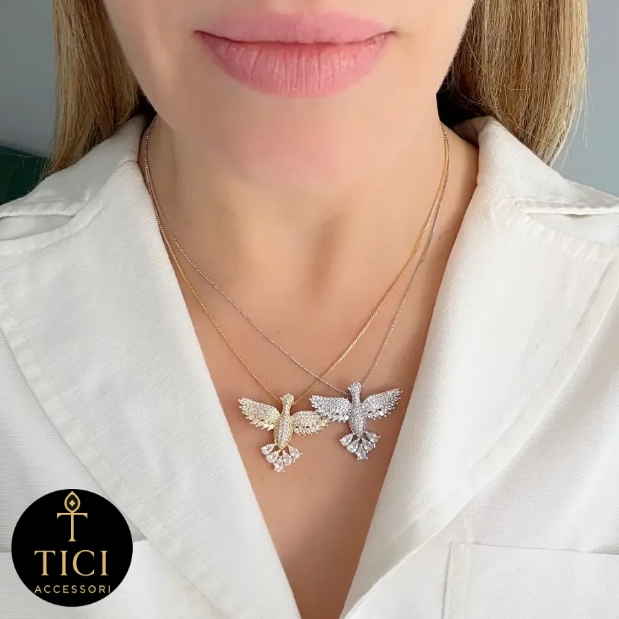 Colar Pássaro Divino com Zircônias