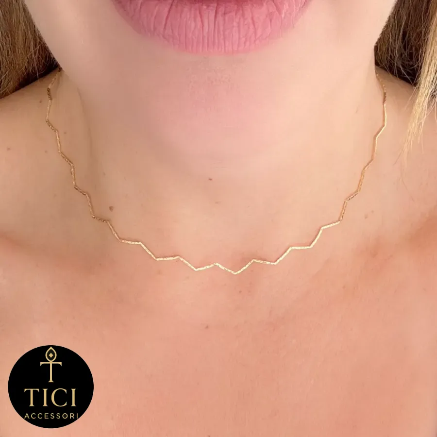 Choker Zig-Zag Fino Dourado