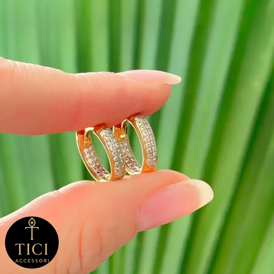 Argola Duplo Brilho Cravejada