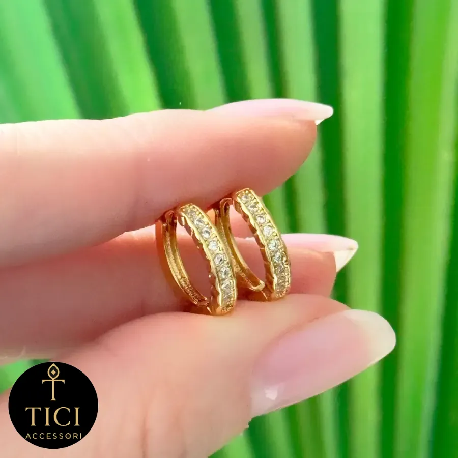 Argola Radiante Dourada com Zircônias