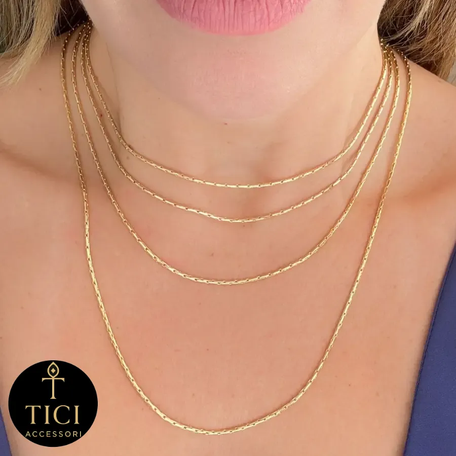 Colar Rabo de Tatu Fino Dourado 60cm