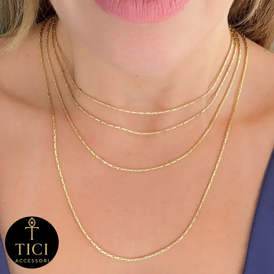 Colar Rabo de Tatu Fino 45cm Dourado