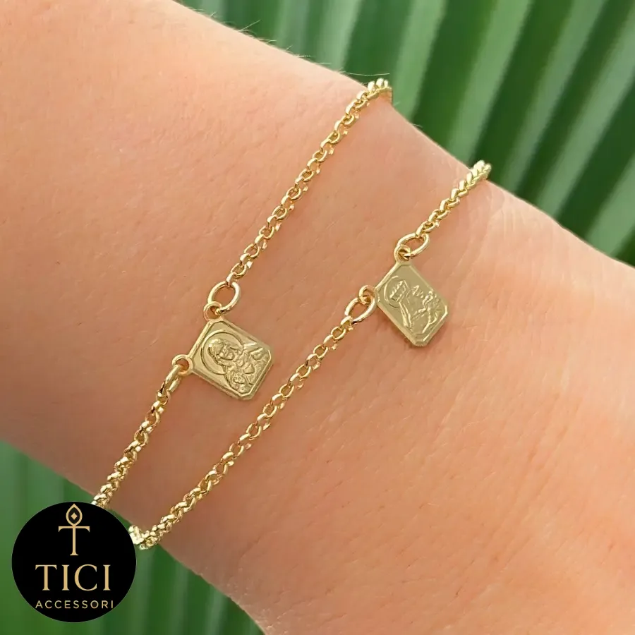 Pulseira Dupla Escapulário Dourado