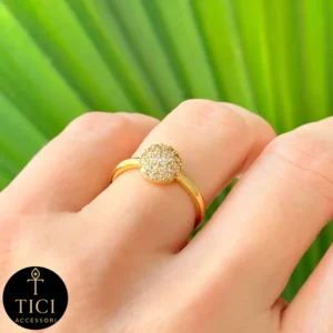 Anel de Meia Esfera com Aro Liso - Imagem 1