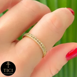 Anel Aparador com Dois Filetes e Detalhe em Bolinhas - Imagem 1