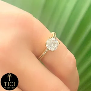 Anel Solitário Clássico com Aro Cravejado - Imagem 1