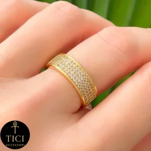 Anel Aliança Aparador com 4 Filetes de Brilho Intenso - Imagem 1