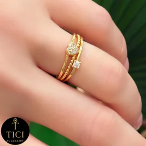 Anel 3 em 1 com Coração e Ponto de Luz - Imagem 1